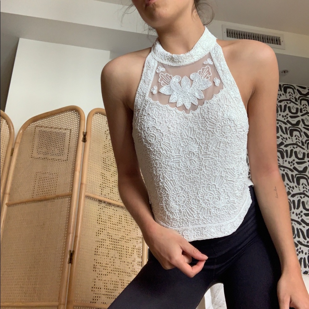 Top Shop Beaded Crop Top